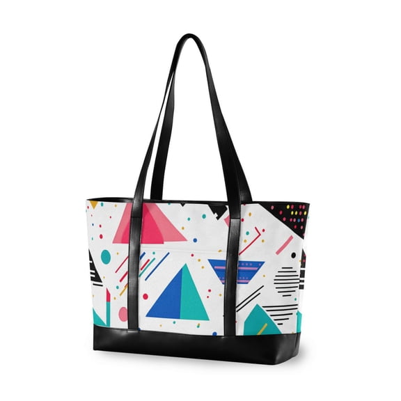 FORMRS Laptop Tote Bag for Women with 15.6" Computer Compartments Handbag, Green Retro Triangles