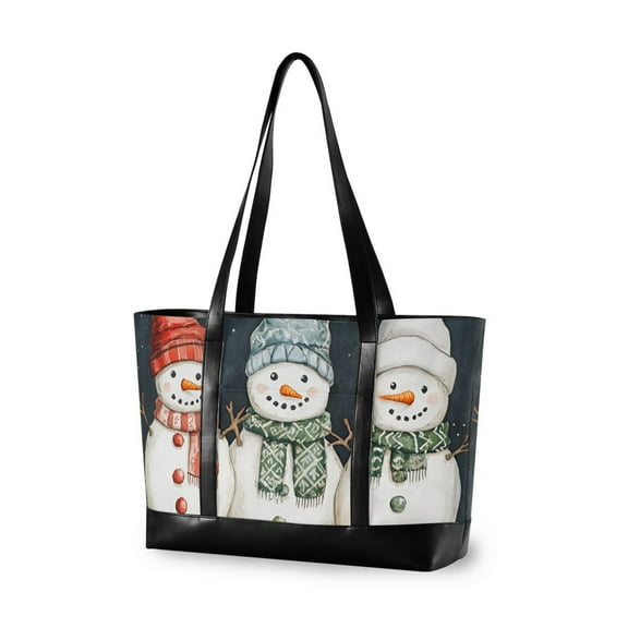 FORMRS Laptop Tote Bag for Women with 15.6" Computer Compartments Handbag, Green Snowmen