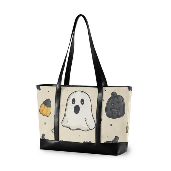 FORMRS Laptop Tote Bag for Women with 15.6" Computer Compartments Handbag, Halloween Black Pumpkins