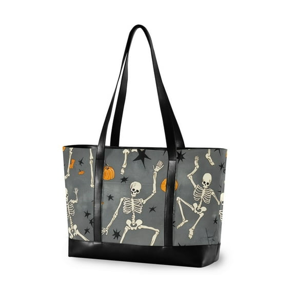 FORMRS Laptop Tote Bag for Women with 15.6" Computer Compartments Handbag, Halloween Dancing Skeleton