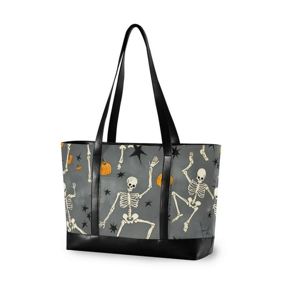 FORMRS Laptop Tote Bag for Women with 15.6" Computer Compartments Handbag, Halloween Dancing Skeleton