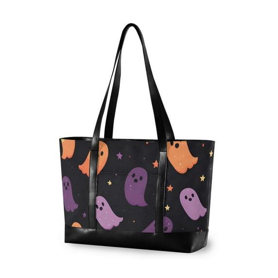 FORMRS Laptop Tote Bag for Women with 15.6" Computer Compartments Handbag, Halloween Purple Ghosts