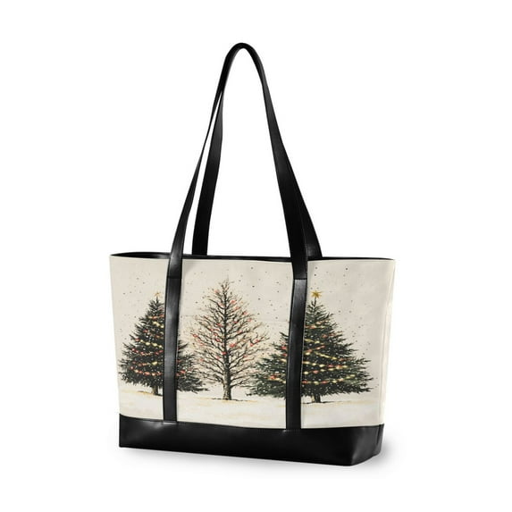 FORMRS Canvas Laptop Tote Bag for Women with 15.6" Computer Compartments Shoulder Handbag, Hand Drawn Christmas Stars