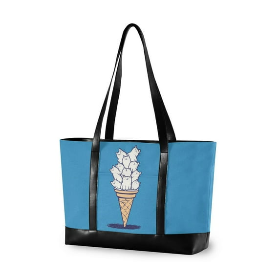 FORMRS Laptop Tote Bag for Women with 15.6" Computer Compartments Handbag, Ice Cream Cat