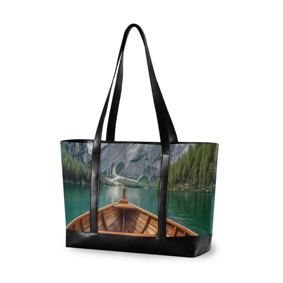 FORMRS Canvas Laptop Tote Bag for Women with 15.6" Computer Compartments Shoulder Handbag, Lake