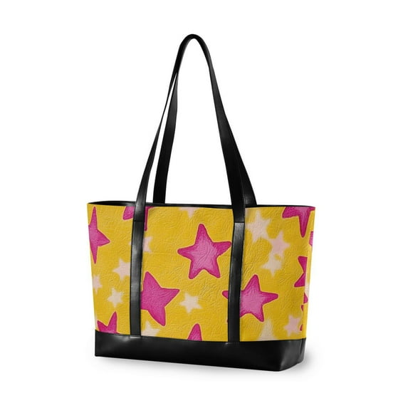 FORMRS Laptop Tote Bag for Women with 15.6" Computer Compartments Handbag, Large Pink Stars