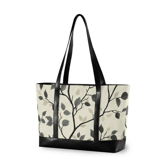 FORMRS Laptop Tote Bag for Women with 15.6" Computer Compartments Handbag, Leaves Pattern