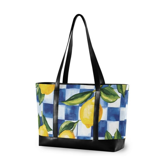FORMRS Laptop Tote Bag for Women with 15.6" Computer Compartments Handbag, Lemon Checkered