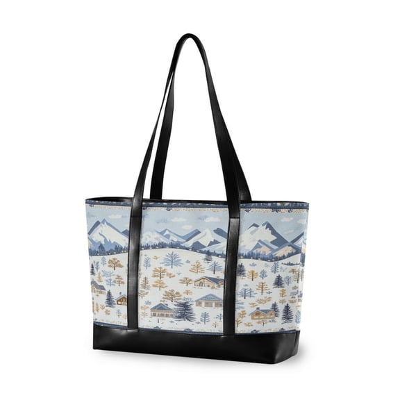 FORMRS Canvas Laptop Tote Bag for Women with 15.6" Computer Compartments Shoulder Handbag, Light Blue Mountain