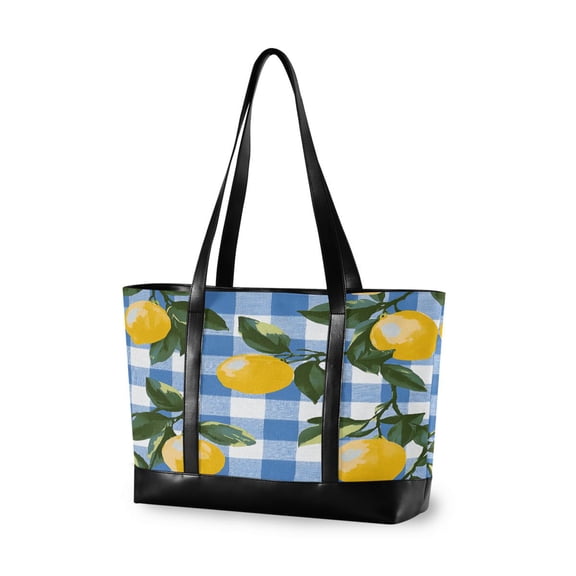 FORMRS Laptop Tote Bag for Women with 15.6" Computer Compartments Handbag, Light Blue Plaid