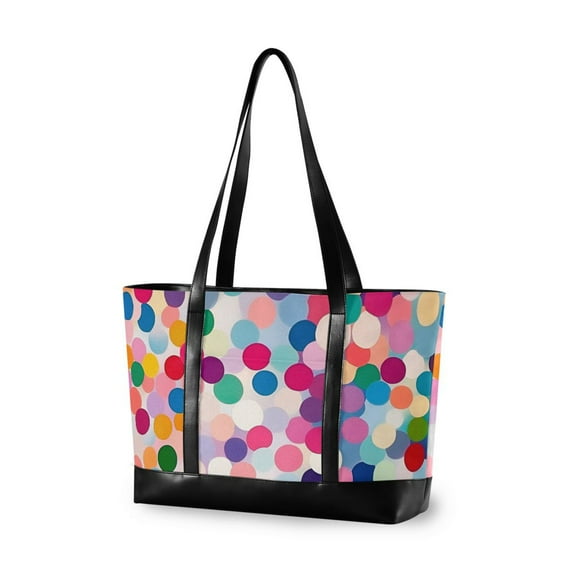 FORMRS Laptop Tote Bag for Women with 15.6" Computer Compartments Handbag, Light Colorful Circles