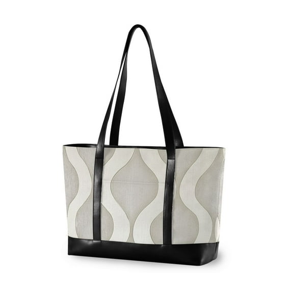 FORMRS Canvas Laptop Tote Bag for Women with 15.6" Computer Compartments Shoulder Handbag, Light Gray Pattern