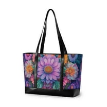 FORMRS Laptop Tote Bag for Women with 15.6" Computer Compartments Handbag, Light Purple Flowers