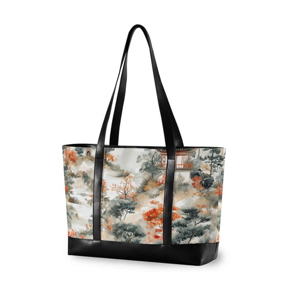 FORMRS Canvas Laptop Tote Bag for Women with 15.6" Computer Compartments Shoulder Handbag, Mountain Pattern