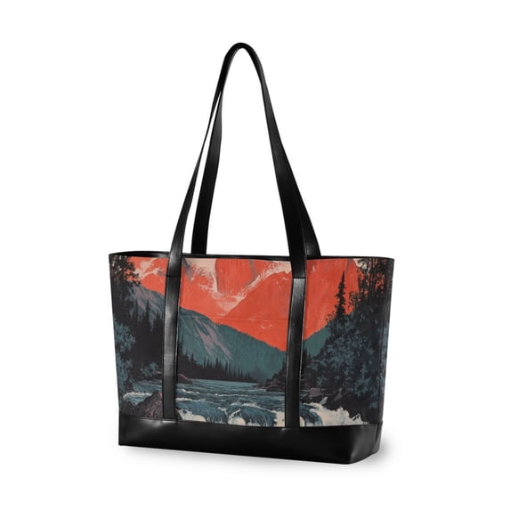 FORMRS Canvas Laptop Tote Bag for Women with 15.6" Computer Compartments Shoulder Handbag, Mountains at Dawn
