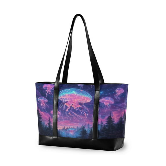 FORMRS Laptop Tote Bag for Women with 15.6" Computer Compartments Handbag, Neon Jellyfish