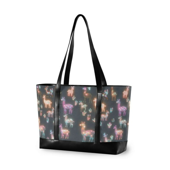 FORMRS Laptop Tote Bag for Women with 15.6" Computer Compartments Handbag, Neon Llamas Pattern