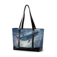 thumbnail image 1 of FORMRS Canvas Laptop Tote Bag for Women with 15.6" Computer Compartments Shoulder Handbag, Night Floating Whale, 1 of 7
