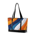 thumbnail image 1 of FORMRS Canvas Laptop Tote Bag for Women with 15.6" Computer Compartments Shoulder Handbag, Orange Abstract Wavy, 1 of 7