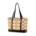 thumbnail image 1 of FORMRS Canvas Laptop Tote Bag for Women with 15.6" Computer Compartments Shoulder Handbag, Orange Checkered Pattern, 1 of 7