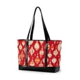 thumbnail image 1 of FORMRS Canvas Laptop Tote Bag for Women with 15.6" Computer Compartments Shoulder Handbag, Orange Christmas Ornaments Pattern, 1 of 7