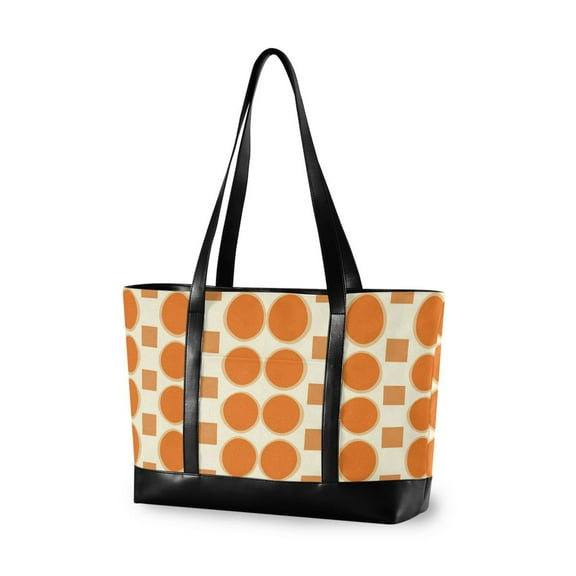 FORMRS Laptop Tote Bag for Women with 15.6" Computer Compartments Handbag, Orange Geometric Pattern