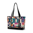 thumbnail image 1 of FORMRS Canvas Laptop Tote Bag for Women with 15.6" Computer Compartments Shoulder Handbag, Orange Geometric, 1 of 7