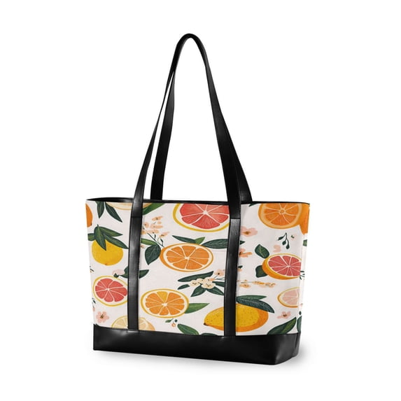 FORMRS Canvas Laptop Tote Bag for Women with 15.6" Computer Compartments Shoulder Handbag, Orange Slices
