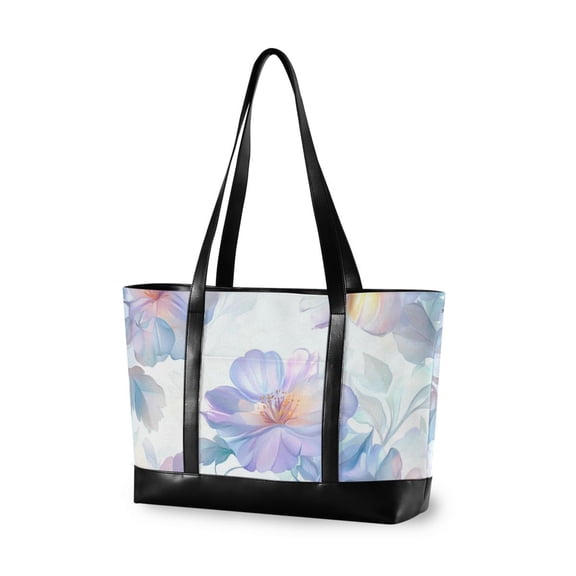 FORMRS Laptop Tote Bag for Women with 15.6" Computer Compartments Handbag, Pastel Flower Pattern
