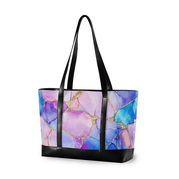 FORMRS Laptop Tote Bag for Women with 15.6" Computer Compartments Handbag, Pastel Pink Marble Pattern