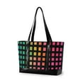 thumbnail image 1 of FORMRS Canvas Laptop Tote Bag for Women with 15.6" Computer Compartments Shoulder Handbag, Pink Block Pattern, 1 of 7
