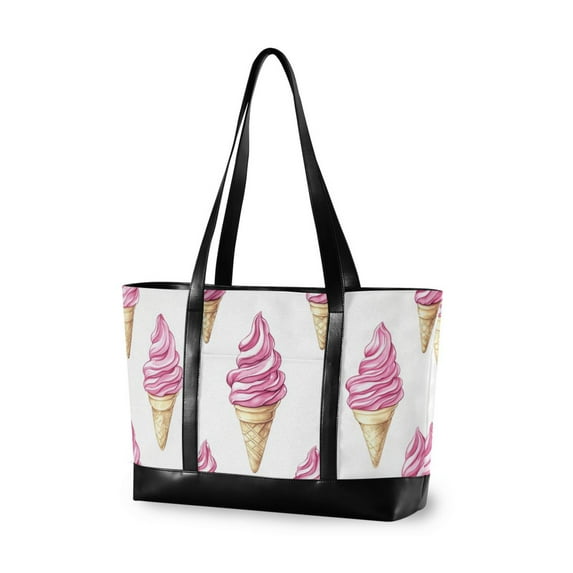 FORMRS Laptop Tote Bag for Women with 15.6" Computer Compartments Handbag, Pink Cartoon Ice Cream