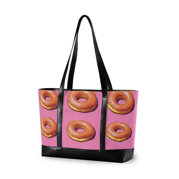 FORMRS Laptop Tote Bag for Women with 15.6" Computer Compartments Handbag, Pink Doughnuts