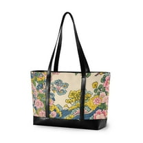 FORMRS Laptop Tote Bag for Women with 15.6" Computer Compartments Handbag, Pink Floral Wave