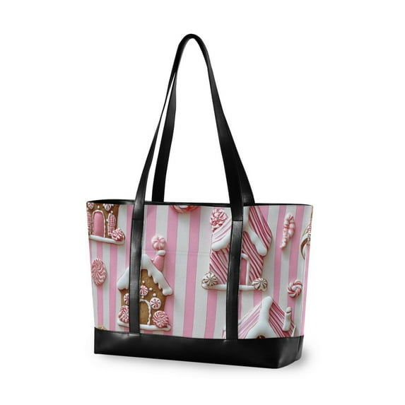 FORMRS Laptop Tote Bag for Women with 15.6" Computer Compartments Handbag, Pink Gingerbread Houses