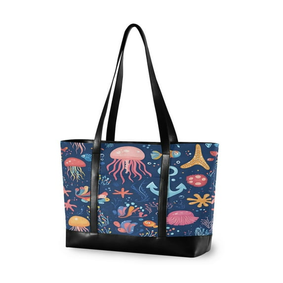 FORMRS Laptop Tote Bag for Women with 15.6" Computer Compartments Handbag, Pink Jellyfish