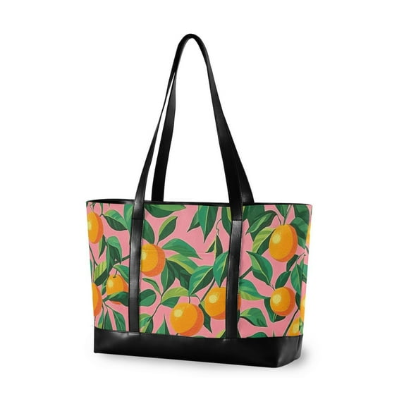 FORMRS Canvas Laptop Tote Bag for Women with 15.6" Computer Compartments Shoulder Handbag, Pink Oranges