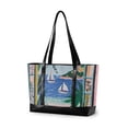 thumbnail image 1 of FORMRS Canvas Laptop Tote Bag for Women with 15.6" Computer Compartments Shoulder Handbag, Pink Seaside, 1 of 7