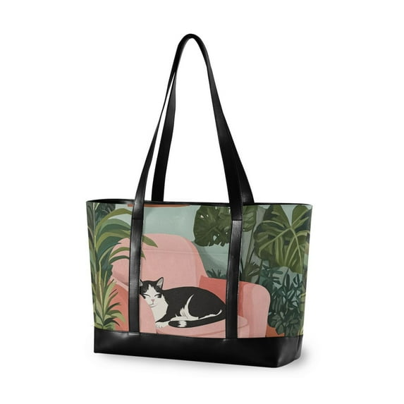 FORMRS Laptop Tote Bag for Women with 15.6" Computer Compartments Handbag, Pink Sleeping Cat
