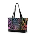 thumbnail image 1 of FORMRS Canvas Laptop Tote Bag for Women with 15.6" Computer Compartments Shoulder Handbag, Pink Wavy Plaid, 1 of 7