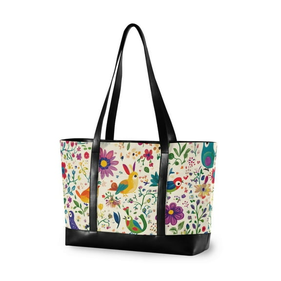 FORMRS Laptop Tote Bag for Women with 15.6" Computer Compartments Handbag, Purple Cartoon Animals