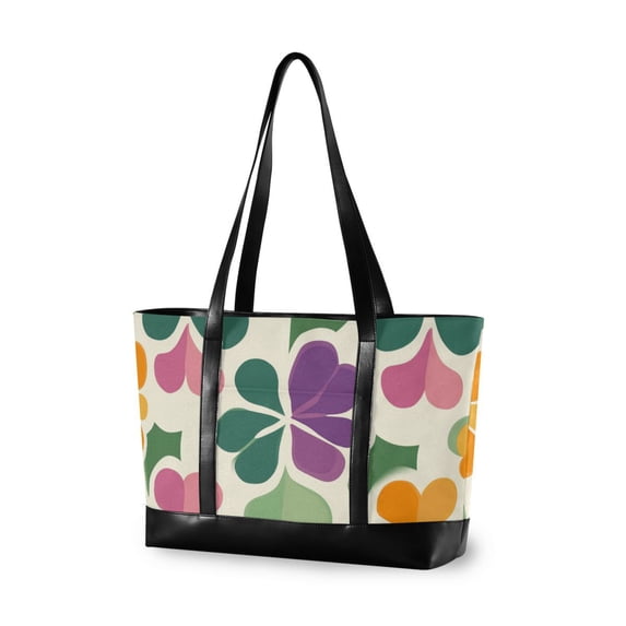 FORMRS Laptop Tote Bag for Women with 15.6" Computer Compartments Handbag, Purple Clover Pattern