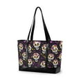 thumbnail image 1 of FORMRS Canvas Laptop Tote Bag for Women with 15.6" Computer Compartments Shoulder Handbag, Purple Flower Skull Pattern, 1 of 7