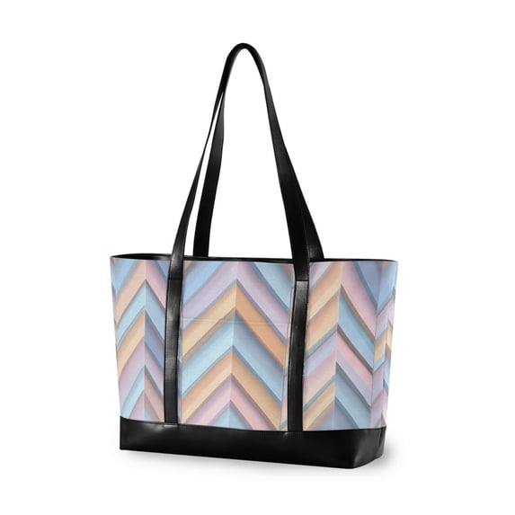 FORMRS Canvas Laptop Tote Bag for Women with 15.6" Computer Compartments Shoulder Handbag, Purple Geometric