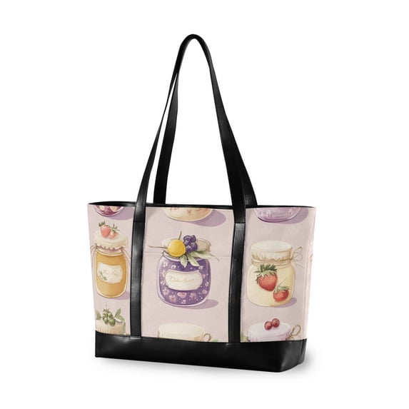 FORMRS Canvas Laptop Tote Bag for Women with 15.6" Computer Compartments Shoulder Handbag, Purple Jam Jars