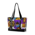 thumbnail image 1 of FORMRS Canvas Laptop Tote Bag for Women with 15.6" Computer Compartments Shoulder Handbag, Purple Simple Triangles, 1 of 7
