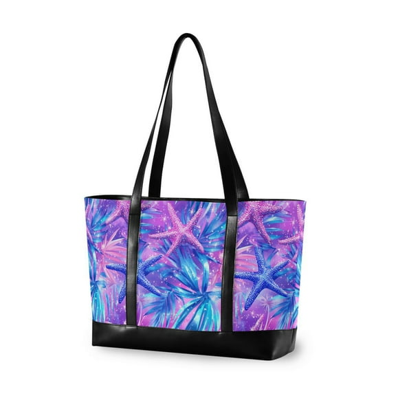 FORMRS Laptop Tote Bag for Women with 15.6" Computer Compartments Handbag, Purple Starfish Pattern
