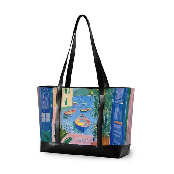 FORMRS Laptop Tote Bag for Women with 15.6" Computer Compartments Handbag, Purple Window