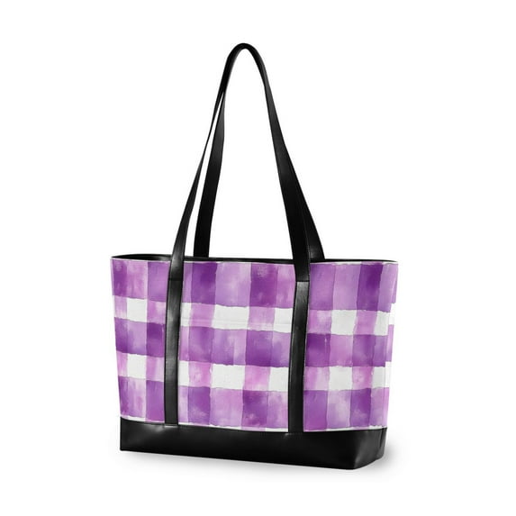FORMRS Laptop Tote Bag for Women with 15.6" Computer Compartments Handbag, Purple and White Pattern