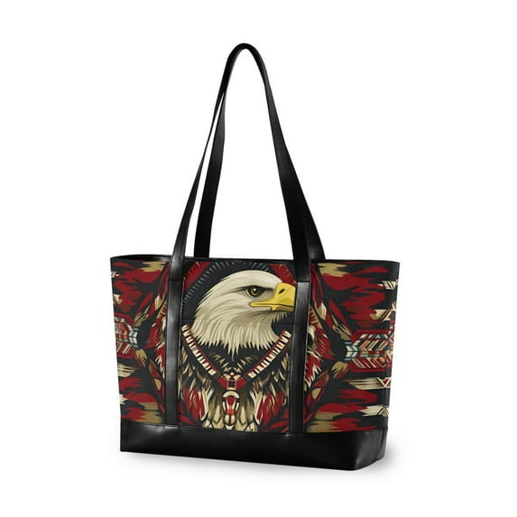 FORMRS Canvas Laptop Tote Bag for Women with 15.6" Computer Compartments Shoulder Handbag, Red Abstract Eagle
